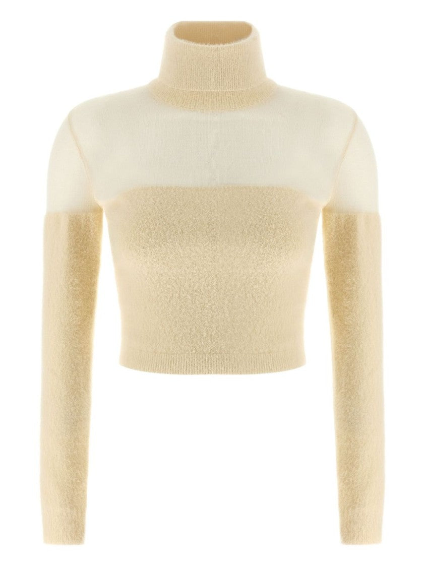 Elisabetta Franchi Cropped Sweater With High Turtleneck