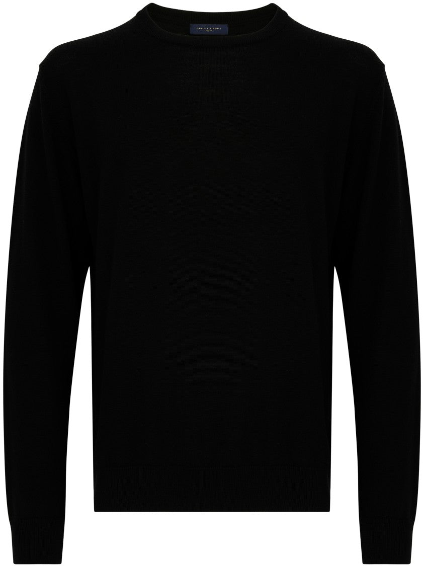 Daniele Fiesoli Merino Wool Crew Neck Sweater With Ribbed Accents