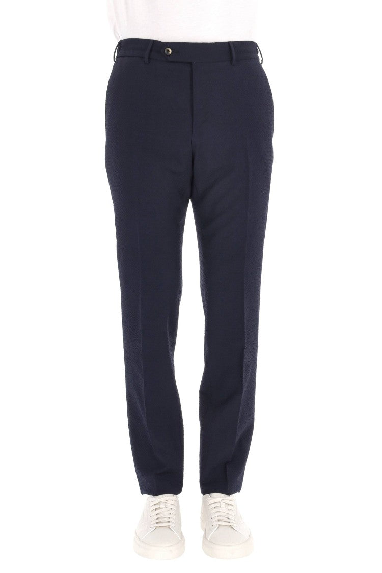 Pt Torino Slim Jogger Virgin Wool Embossed Trousers
