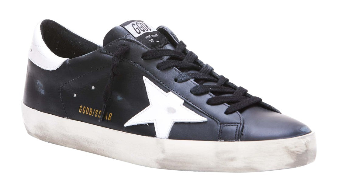 Golden Goose Black Leather Sneakers With White Star