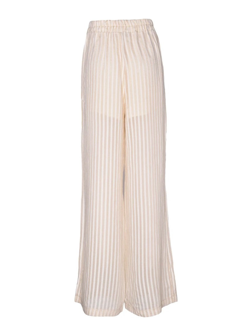 Icona Relaxed Wide-Leg Striped Trousers With Elastic Waistband