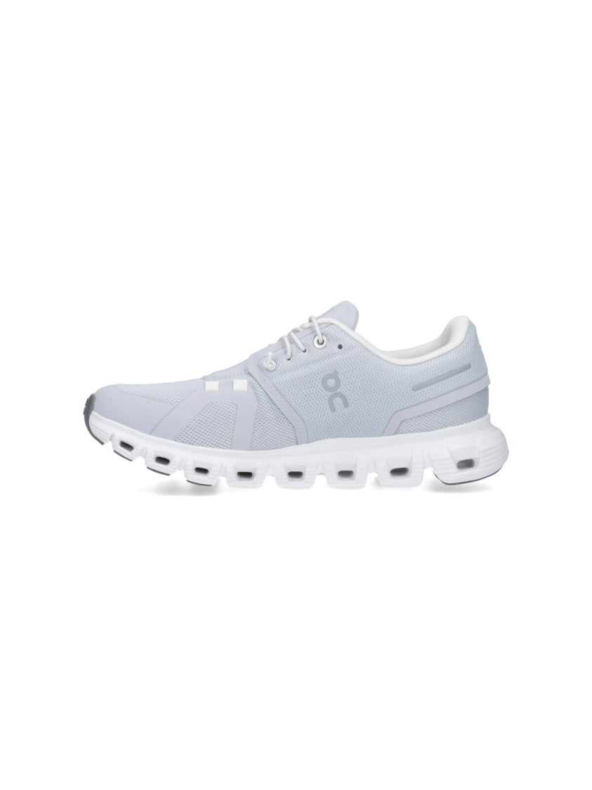On Lace-Up Grey Fabric Sneakers With Textured Sole
