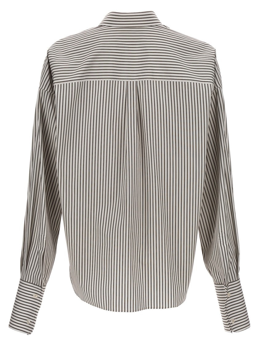 Dolce & Gabbana Oversized Striped Cotton Poplin Shirt With Button Closure