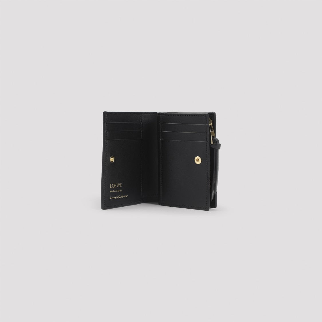 Loewe Compact Albers Black And Burgundy Calfskin Wallet
