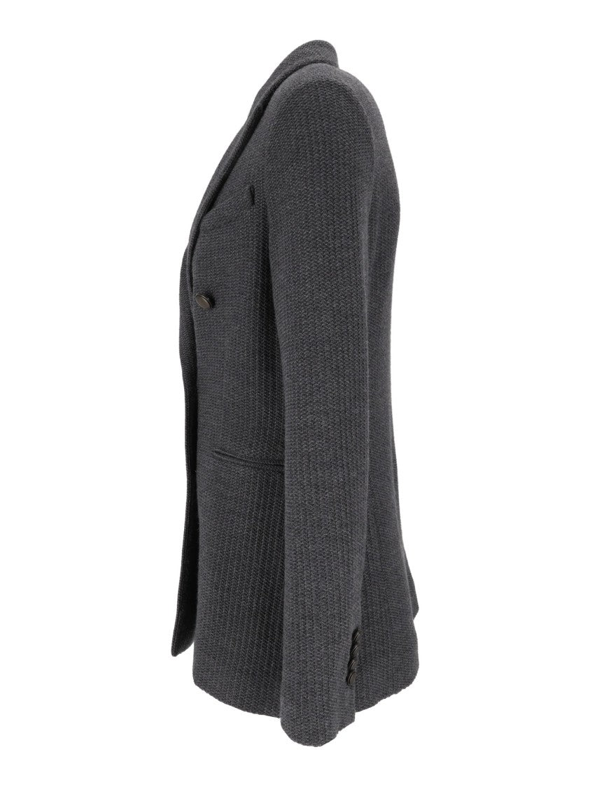 Circolo 1901 Textured Knit Metal Button Double-Breasted Blazer