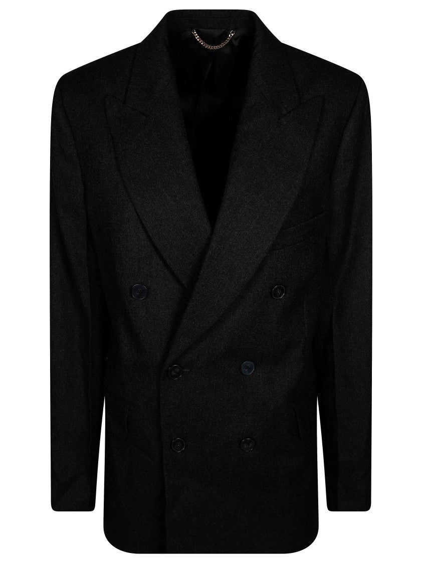 Victoria Beckham Black Beatrice Double-Breasted Wool Jacket