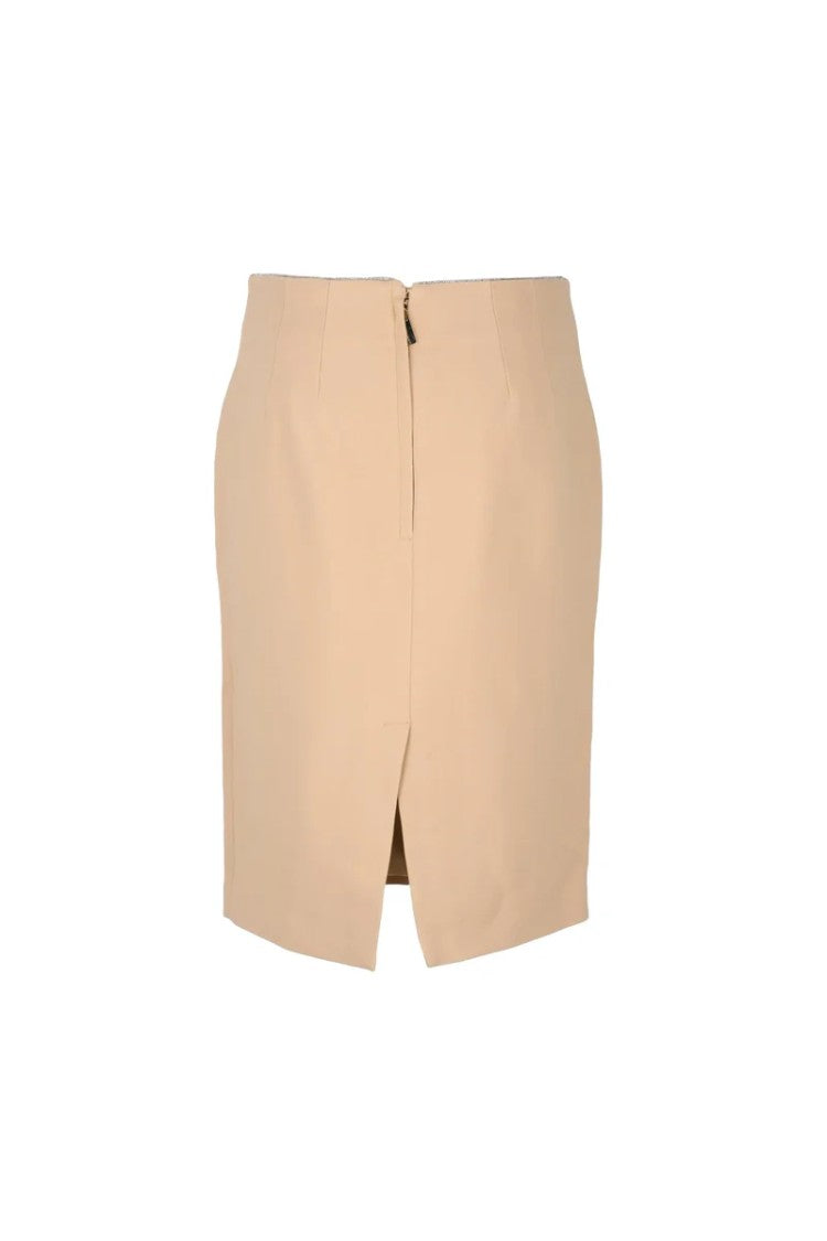 Elisabetta Franchi Midi Skirt Beige Viscose Elastane