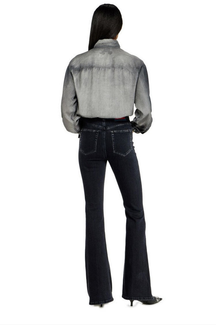 Diesel Black Black-Wash Cotton-Blend Flared Jeans