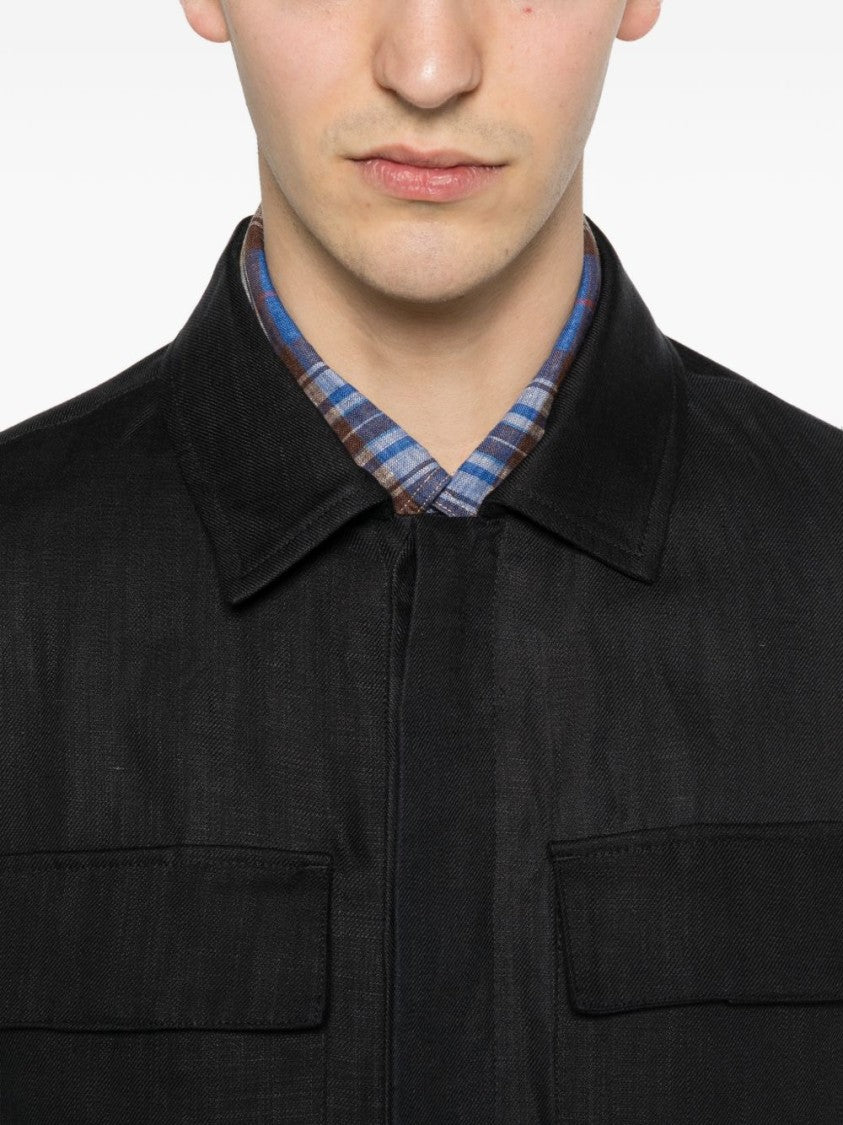 Hèskimo Minimalist Classic Collar Logo Overshirt