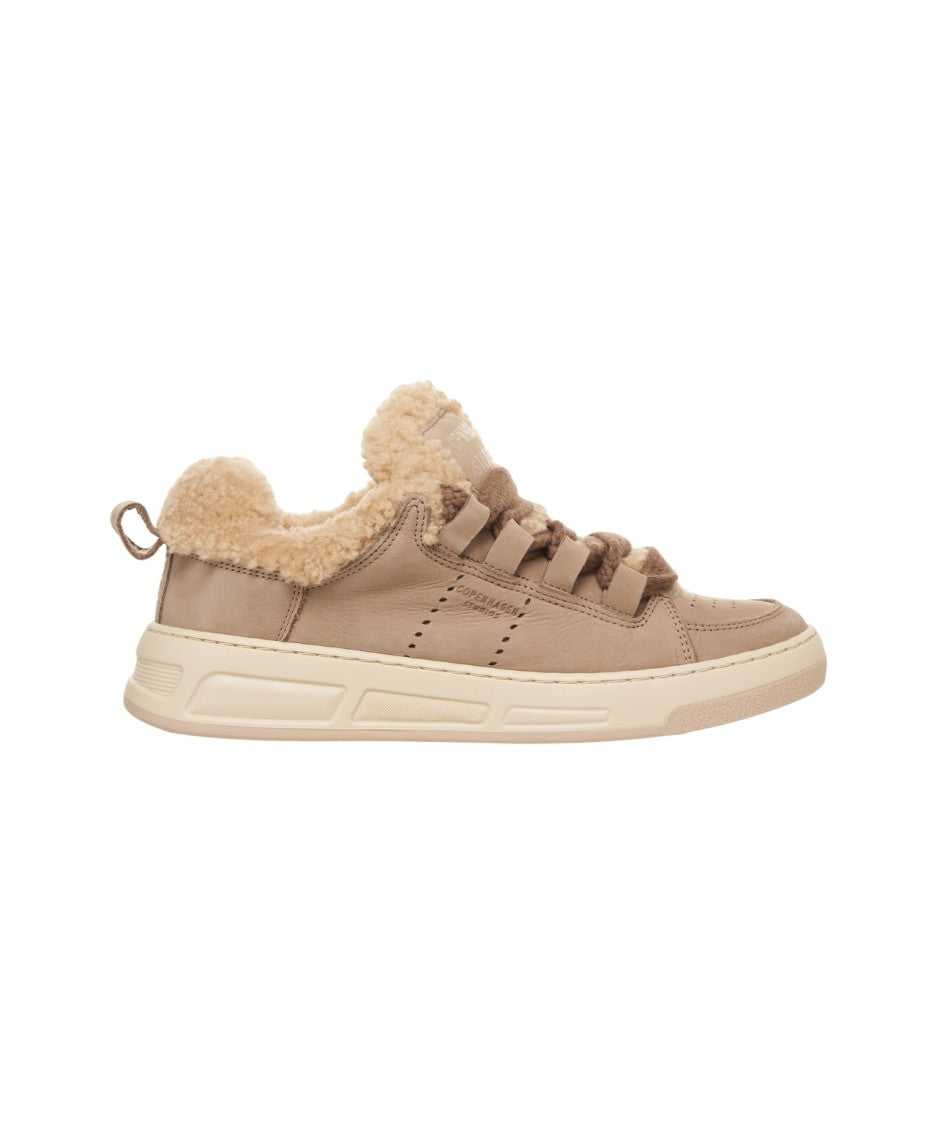 Copenaghen Neutral-Toned Sneakers With Shearling Lining And Raised Sole
