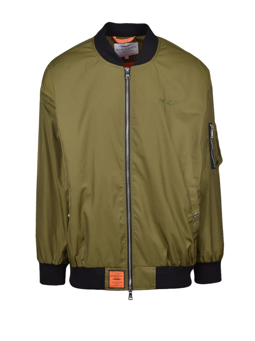 Original Bombers Oversized Green Bomber Jacket With Contrasting Detailing