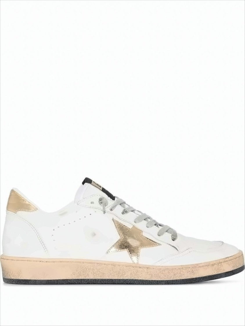 Golden Goose Distressed Low-Top Sneakers With Beige Star Detail