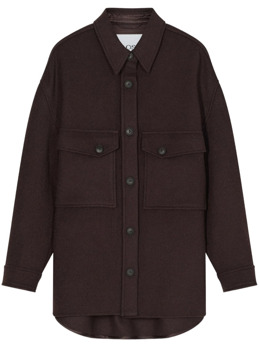 Closed Brown Boxy Collar Cotton-Blend Jacket