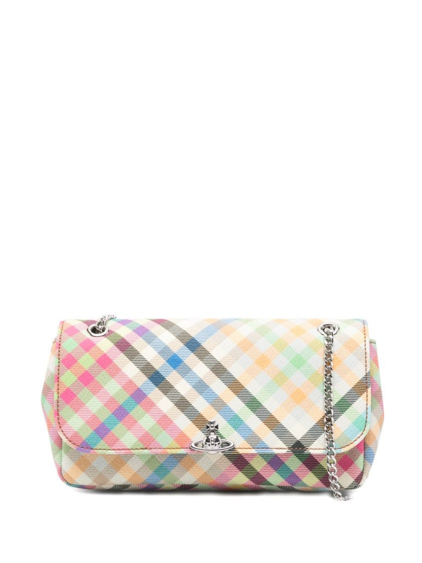 Vivienne Westwood Rectangular Cream Plaid Shoulder Bag