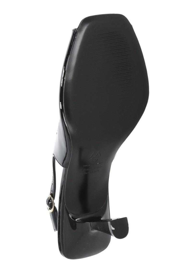 Stuart Weitzman Black Val 85 Polished Leather Slingback