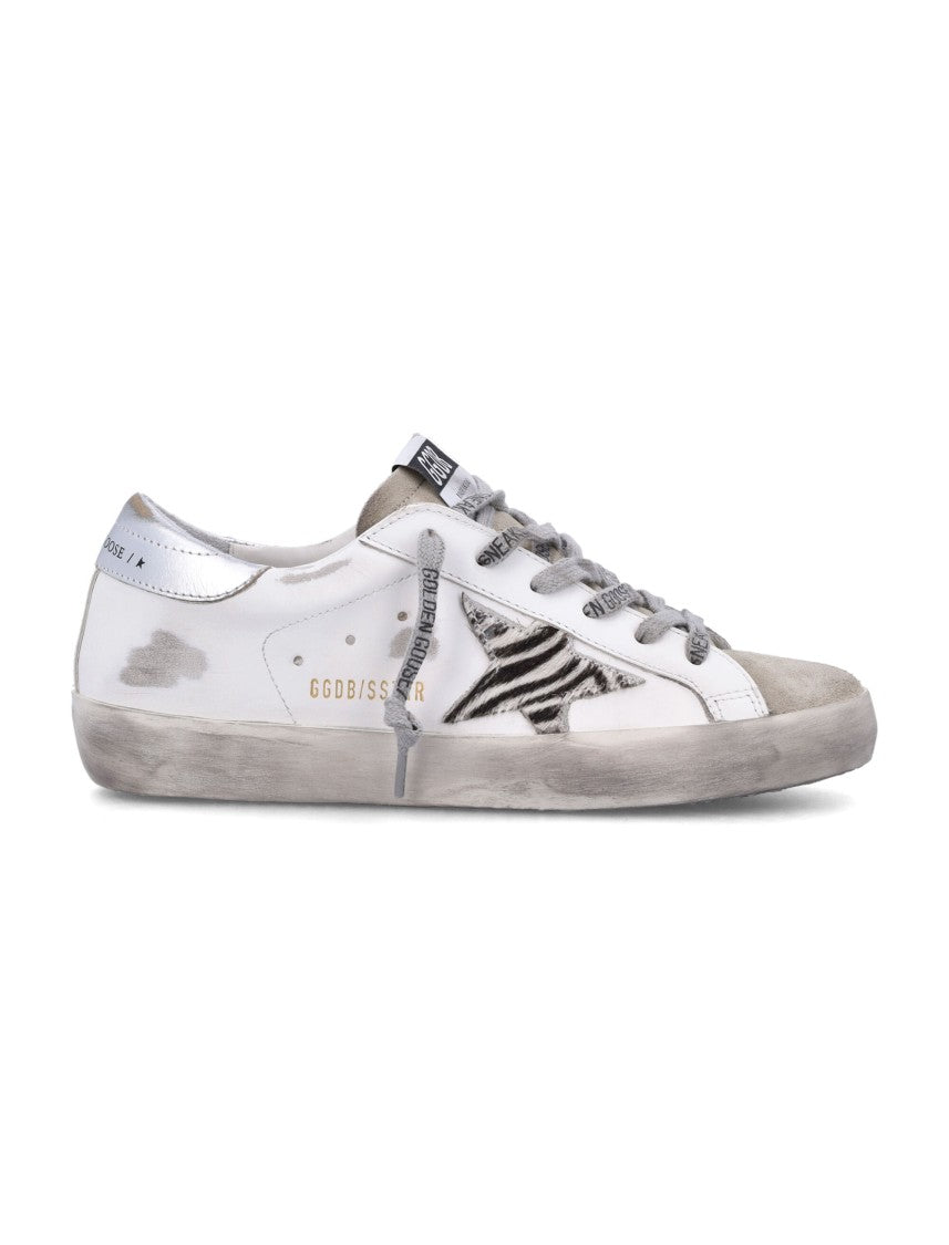 Golden Goose Superstar Distressed White Leather Low-Top Sneakers