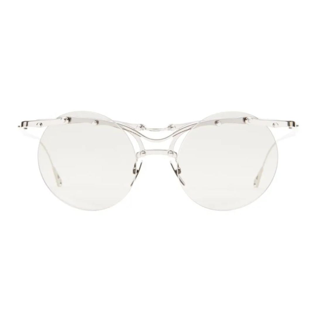Innerraum O01 Round Frame Gradient Grey Sunglasses With Transparent Silver-Toned Metal