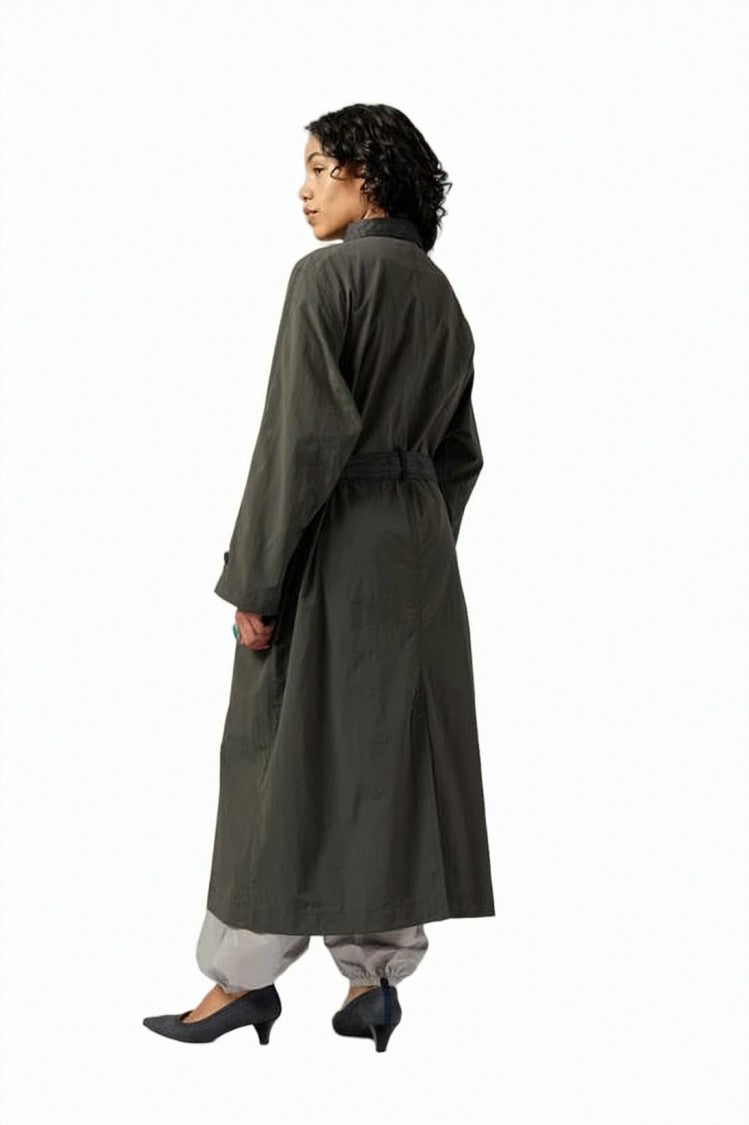 Paloma Wool Belted Long Jacket With Classic Collar And Flap Pockets