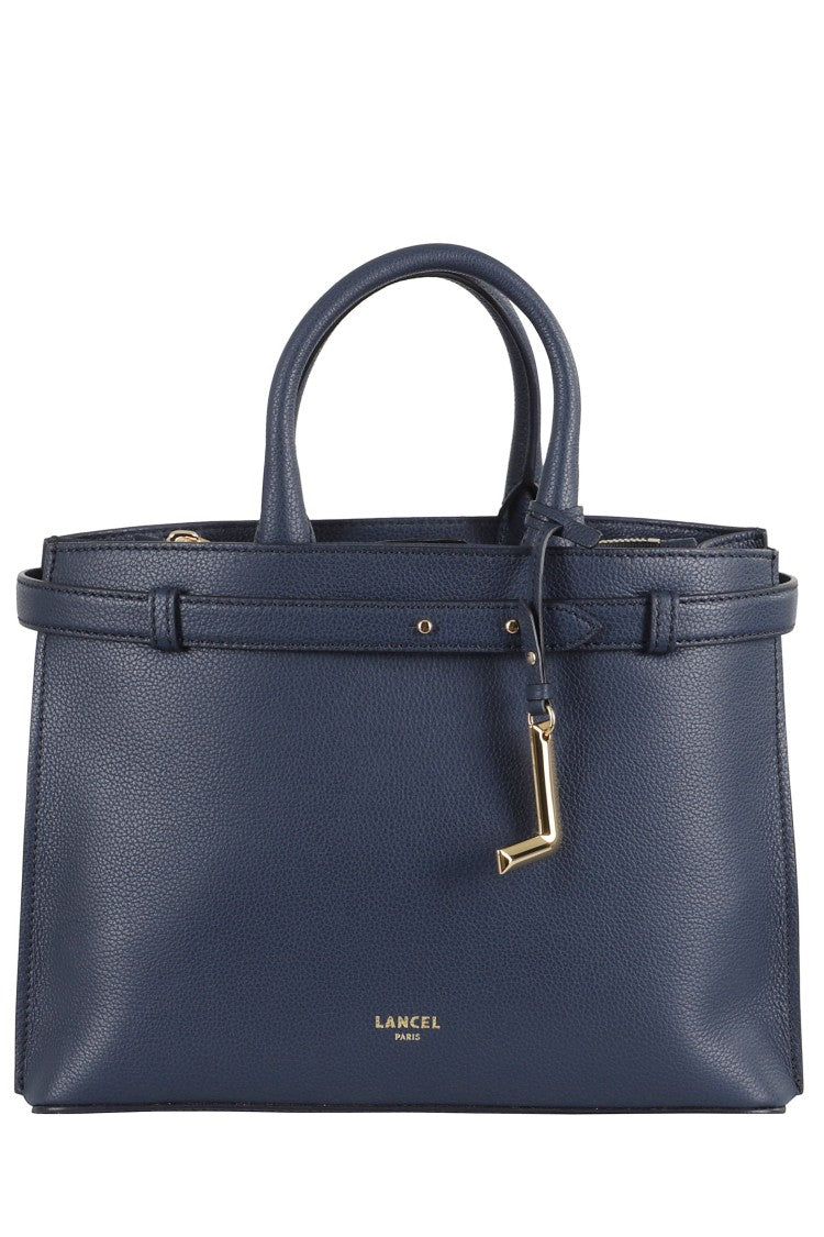 Lancel Pebbled Leather Shoulder Bag With Dual Handles