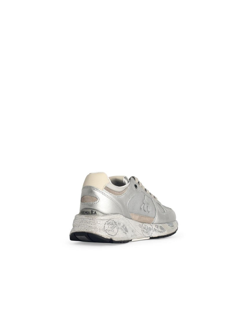 Premiata 'Mased 7093' Silver Leather Blend Sneakers