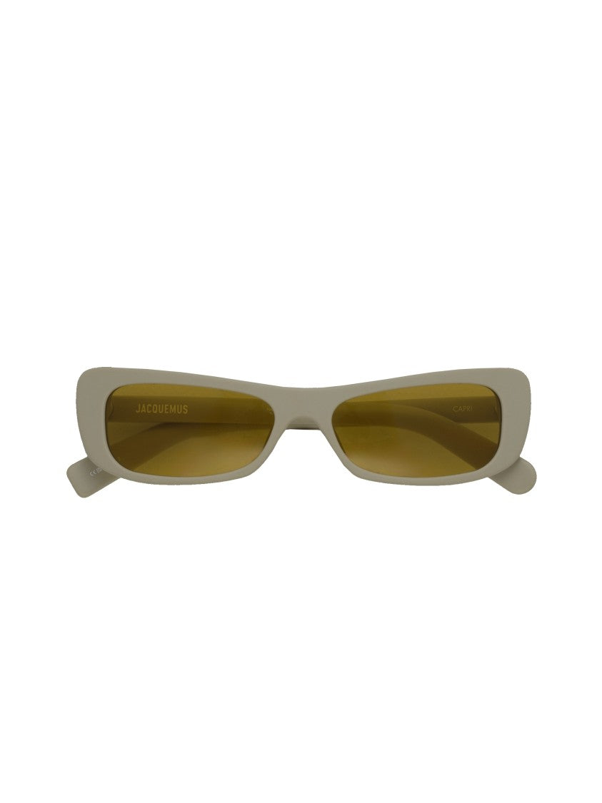 Linda Farrow X Jacquemus Angular Capri Sunglasses With Yellow Lenses And Uv Protection