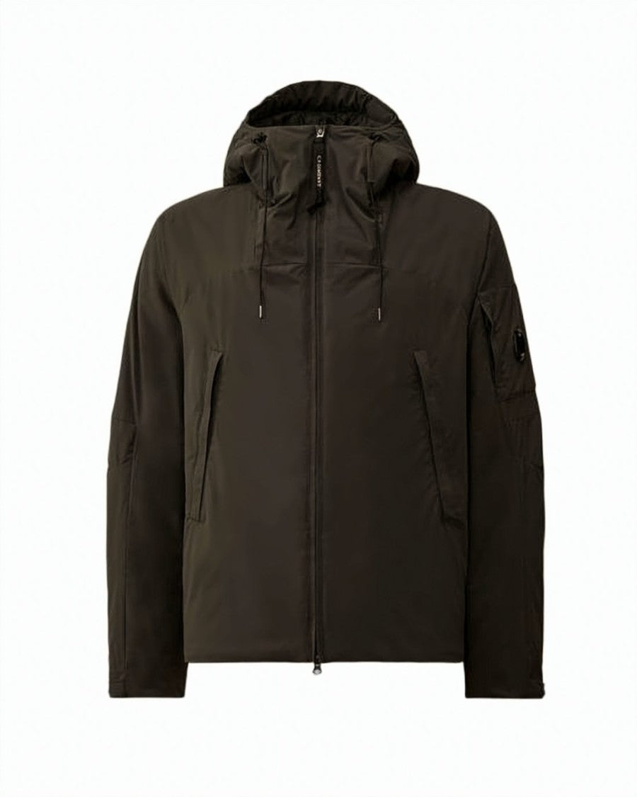 C.P. Company Hooded Black Bomber Jacket And Padded Structure