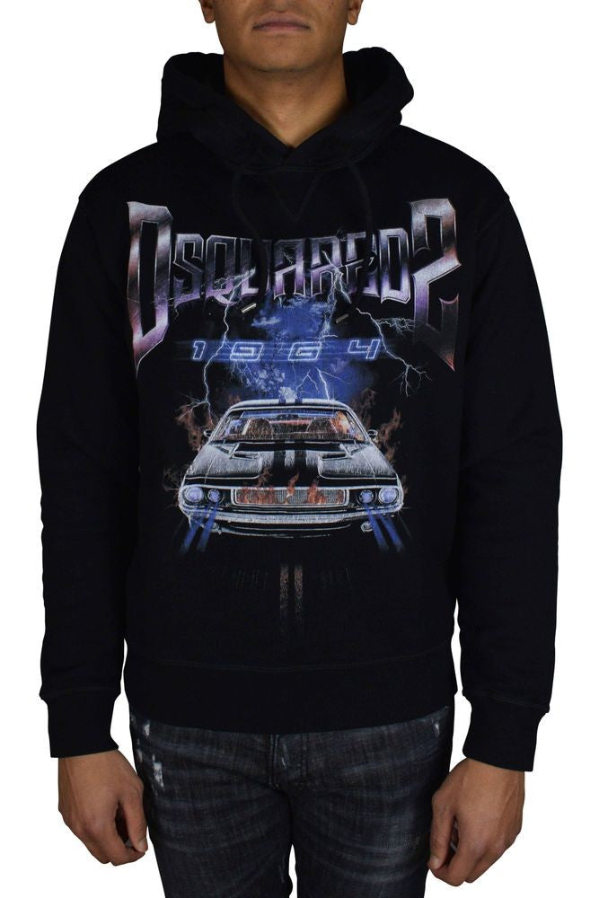 Dsquared2 Graphic Print Hooded Sweatshirt With Drawstring Detail