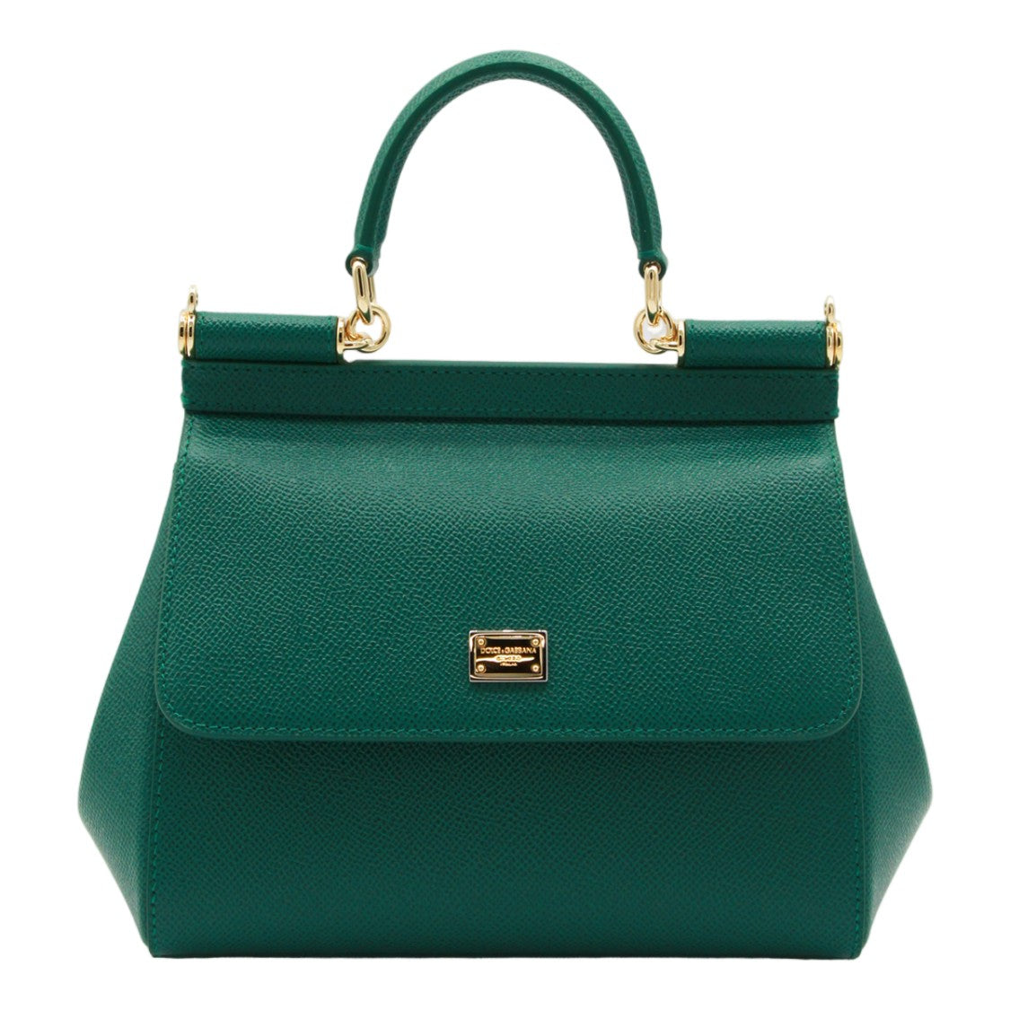 Dolce & Gabbana Textured Handbag With Trapezoidal Silhouette And Gold-Tone Accents