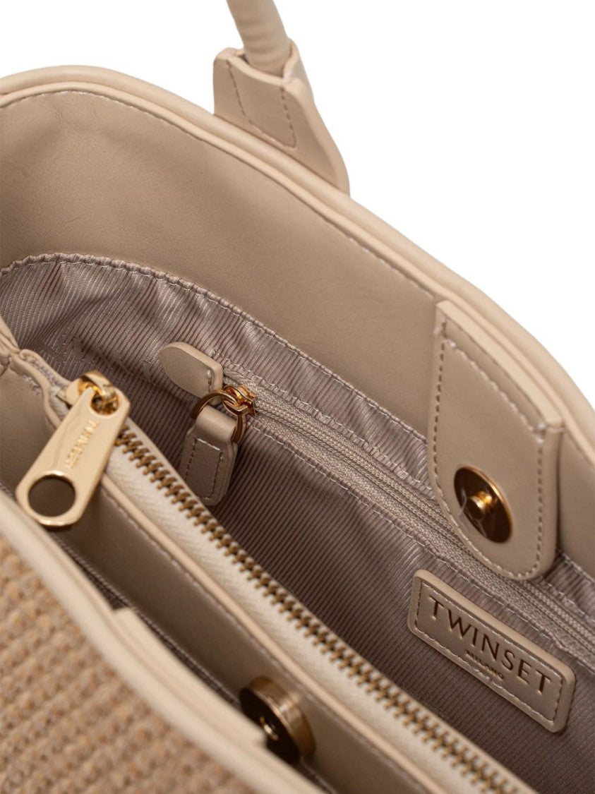 Twin-Set Beige Woven Detachable Shoulder Bag