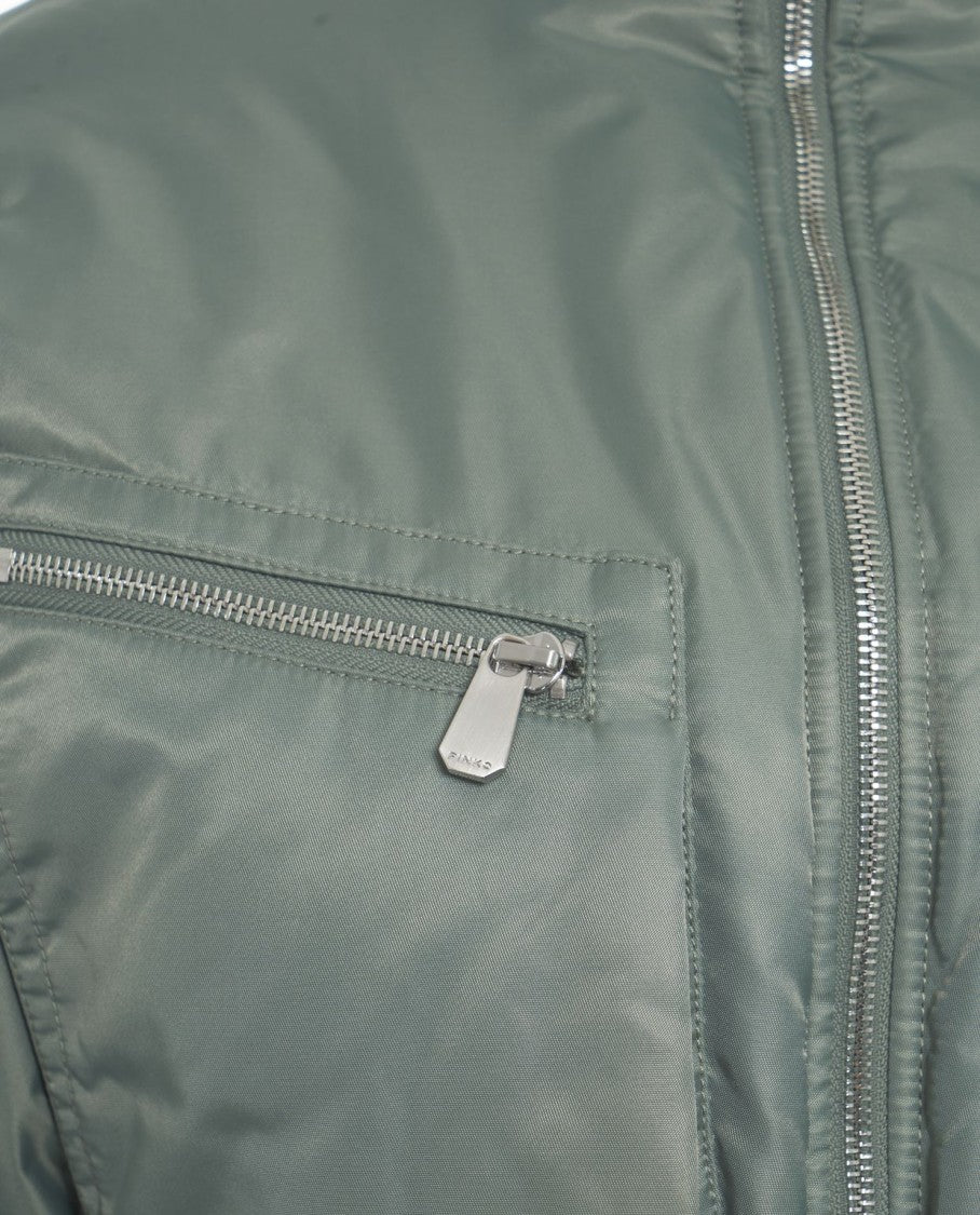 Pinko Cropped Bomber Jacket With Gathered Sleeves