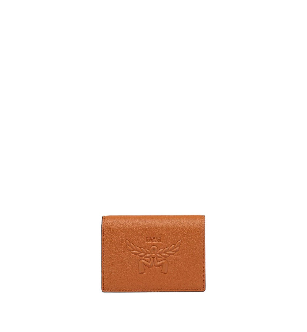Mcm Embossed Leather Wallet With Noble Laurel Wreath