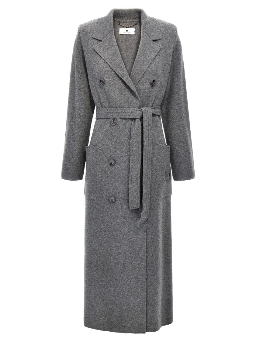 Elisabetta Franchi Double-Breasted Knit Coat