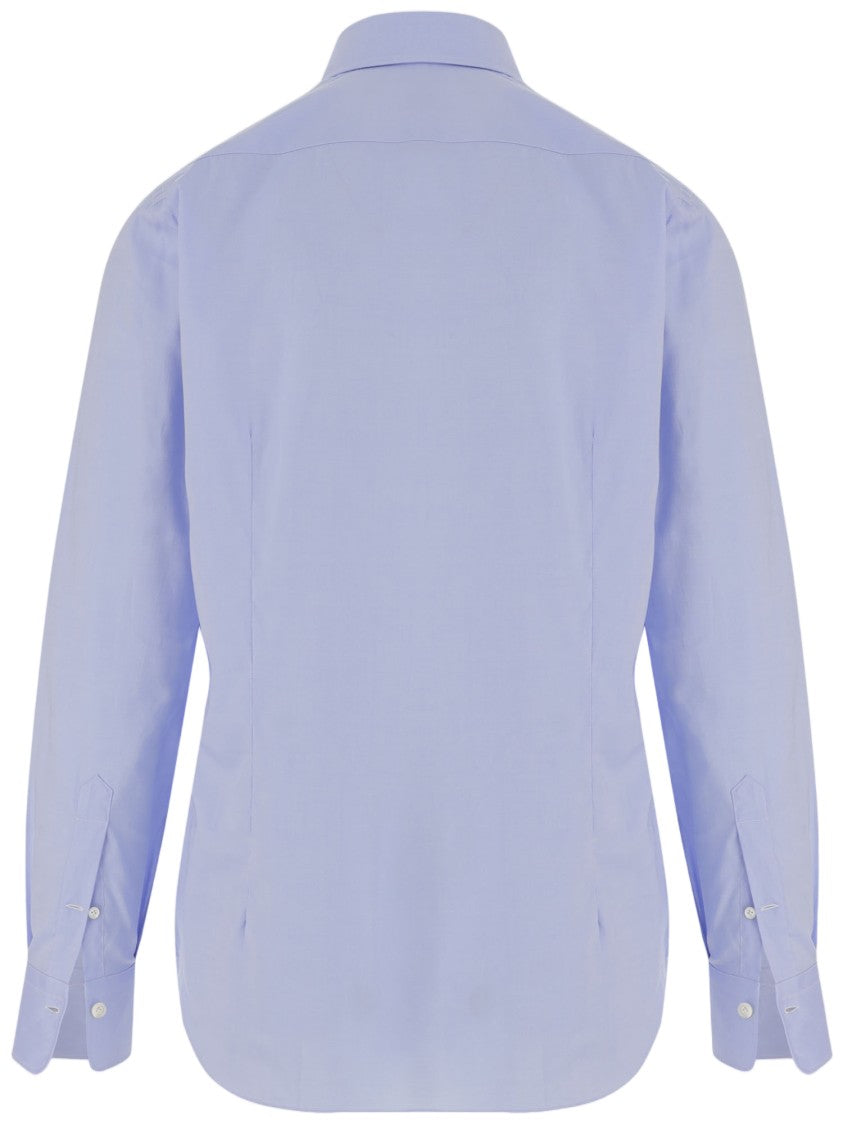 Gherardi Light Blue Curved Hem Cotton Shirt