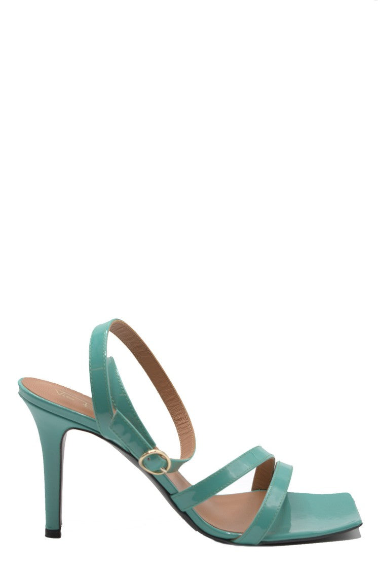 Via Roma 15 Teal Leather Sandals