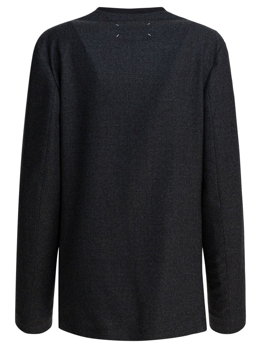 Maison Margiela Virgin Wool Blazer With Geometric Silhouette And Distinctive Topstitches