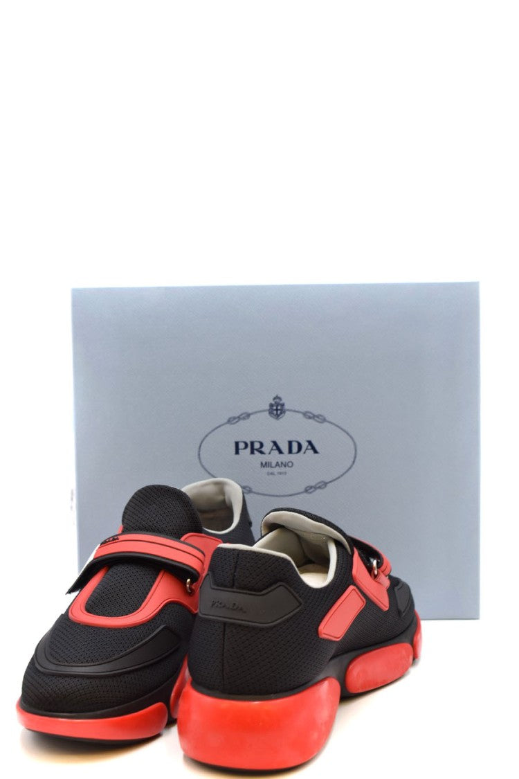 Prada Black Nylon-Blend Leather Sneakers