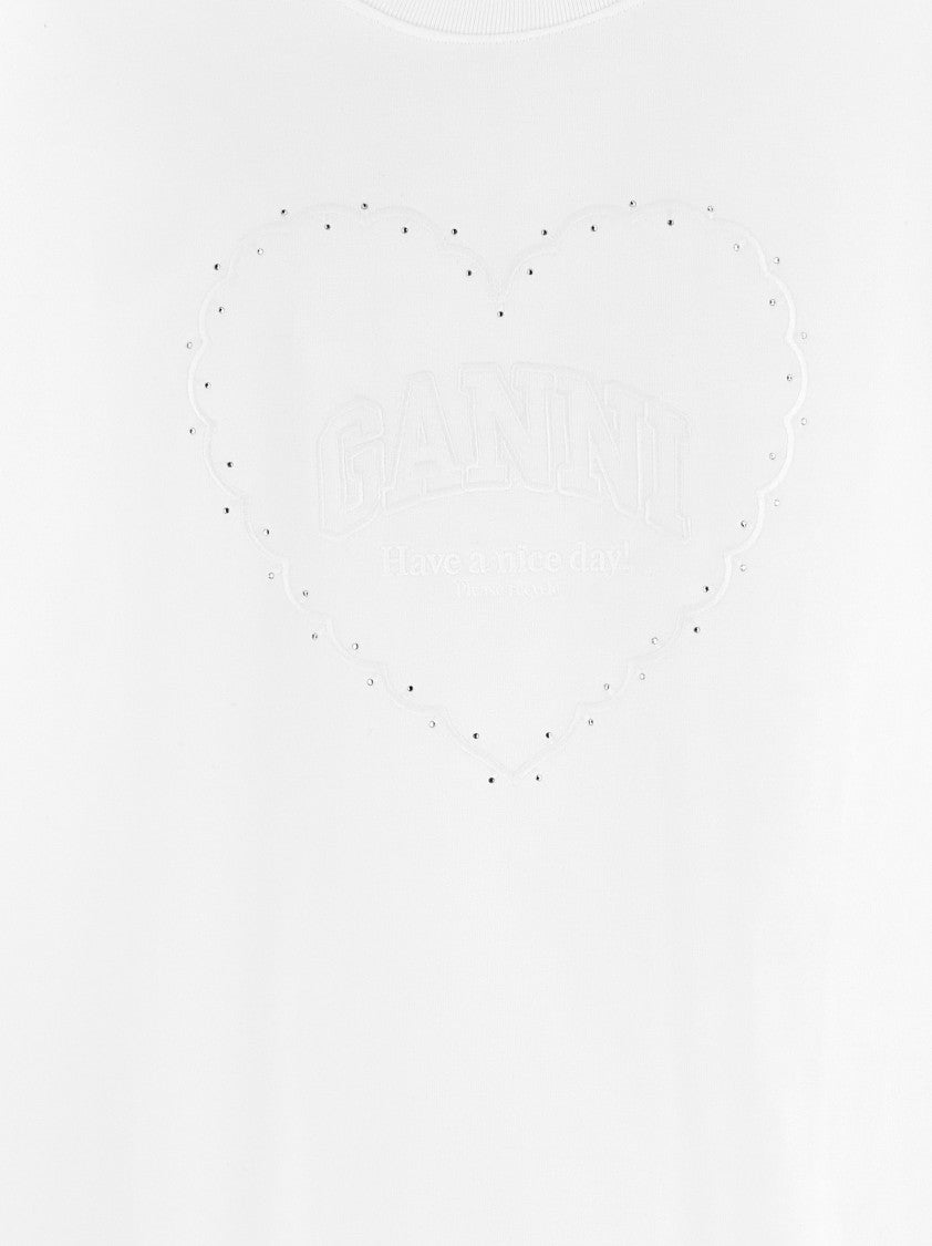 Ganni Rhinestone Logo Embroidery T-Shirt