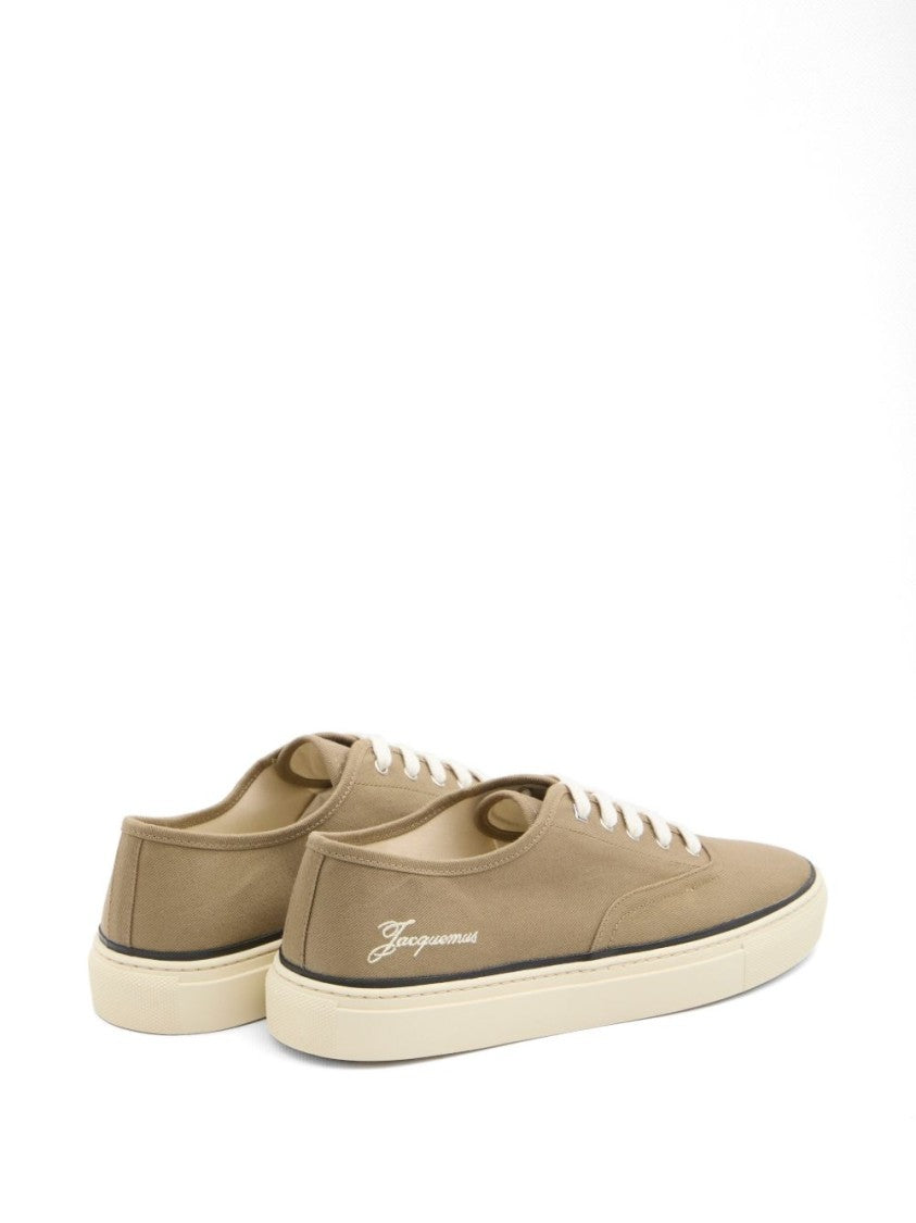 Jacquemus Beige Embroidered Logo Cotton Lace Sneakers