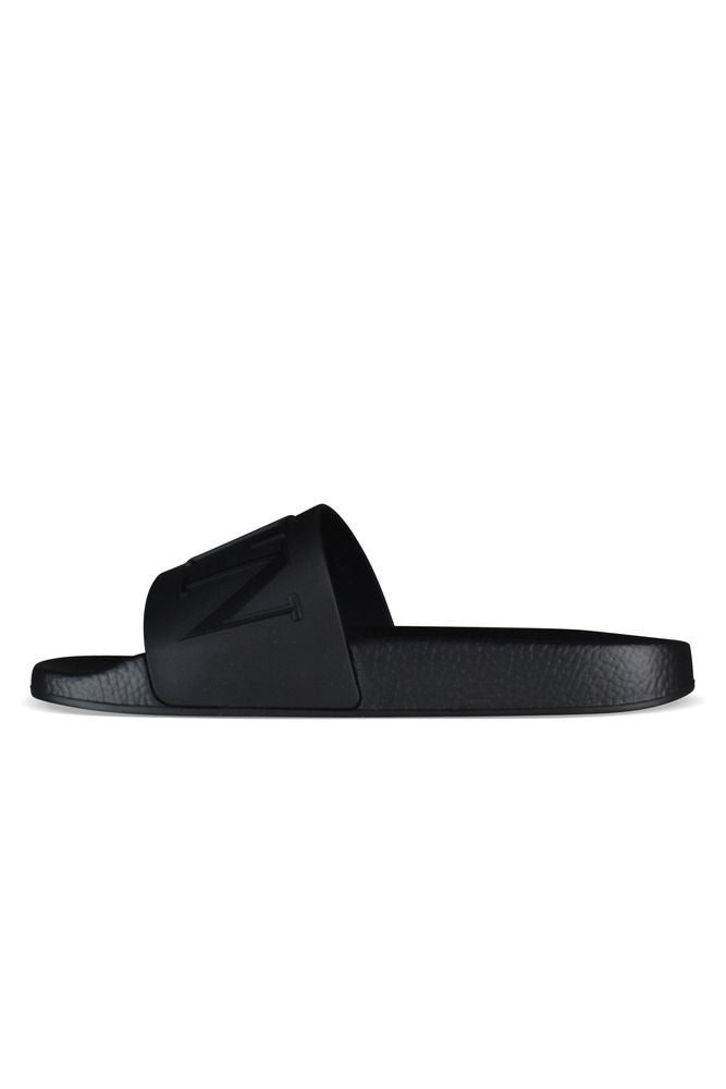 Valentino Garavani Black Rubber Flip-Flops With Raised Logo Detail