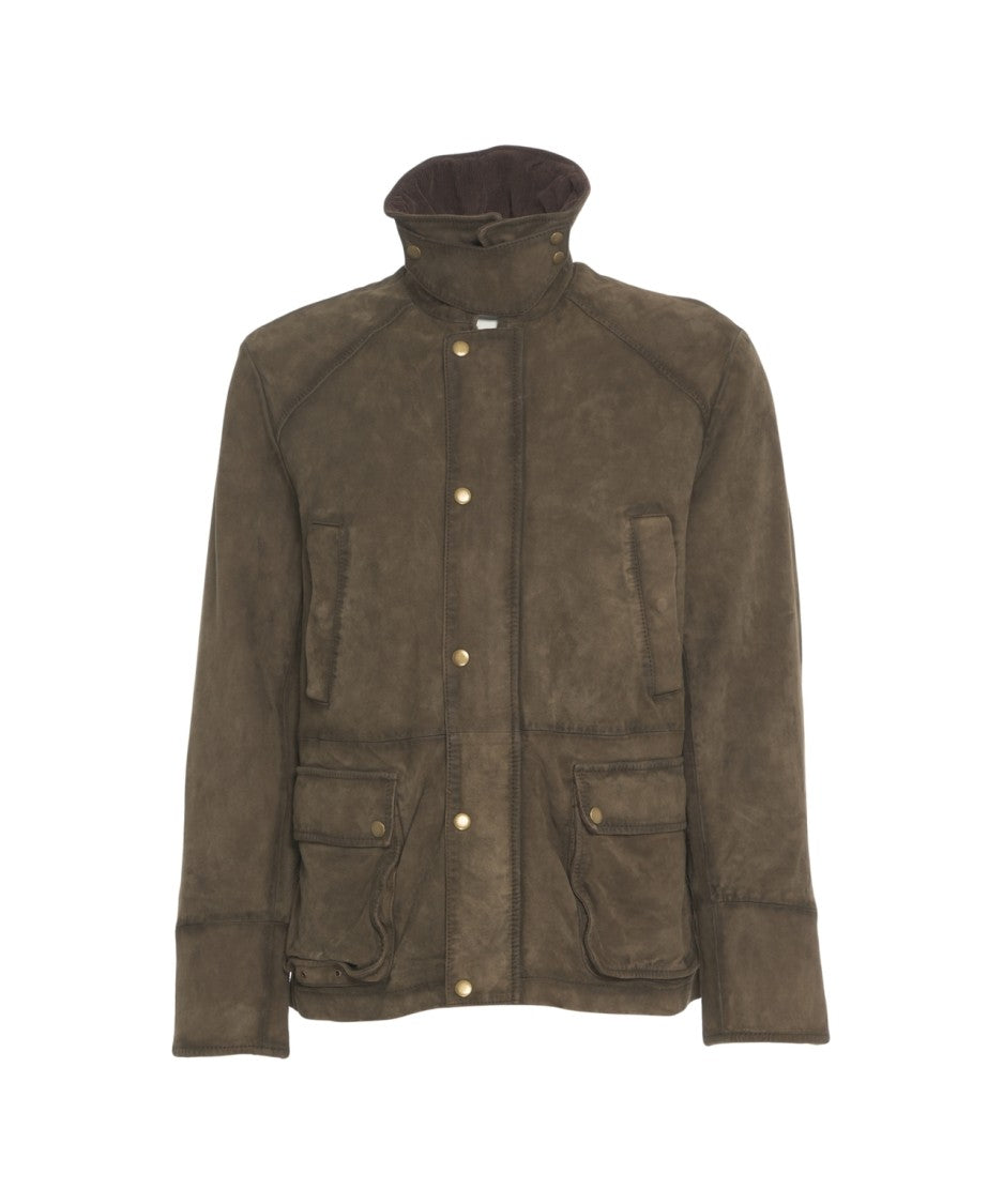 The Jackie Suede 'Balmoral' Jacket With High Collar And Four Functional Pockets
