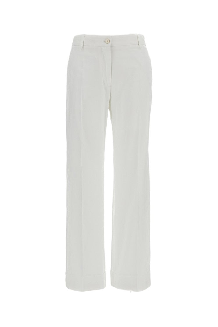 Alberto Biani White Wide-Leg Pressed Crease Pants
