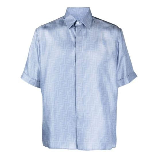 Fendi Short-Sleeved Silk Shirt With Subtle All-Over Pattern