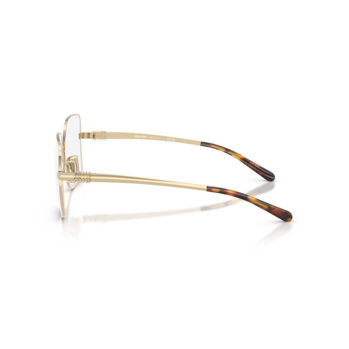 Miu Miu 0Mu 51Yv Square-Frame Gold Metal Sunglasses
