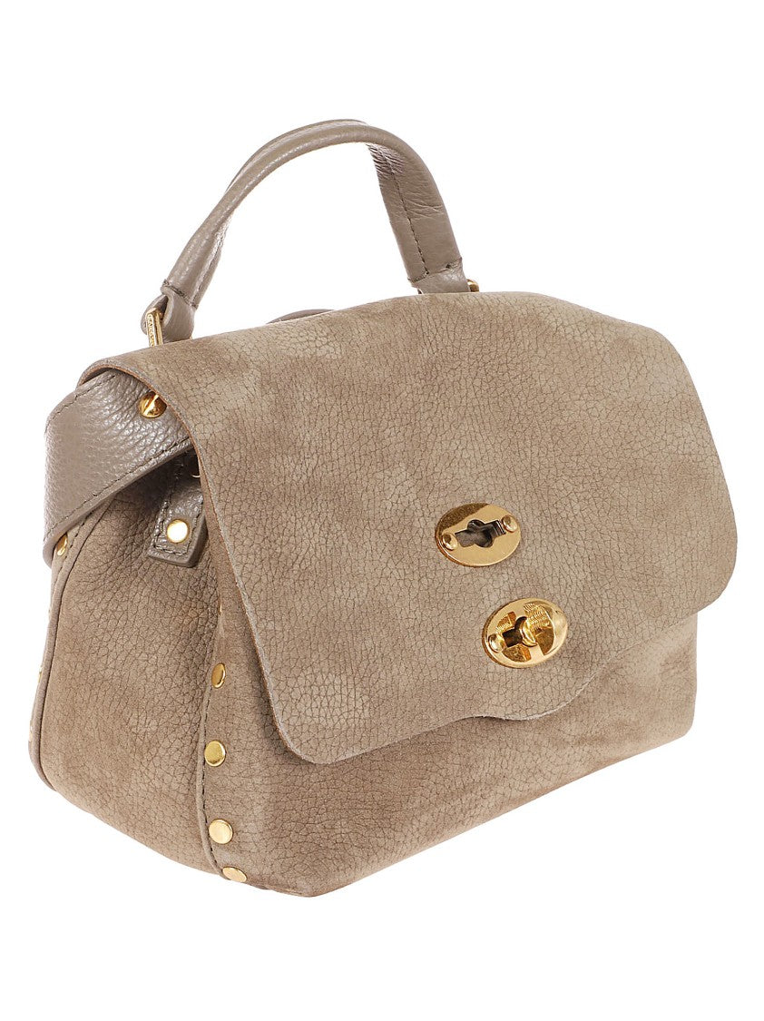 Zanellato Textured Leather Structured Handbag With Gold Accents