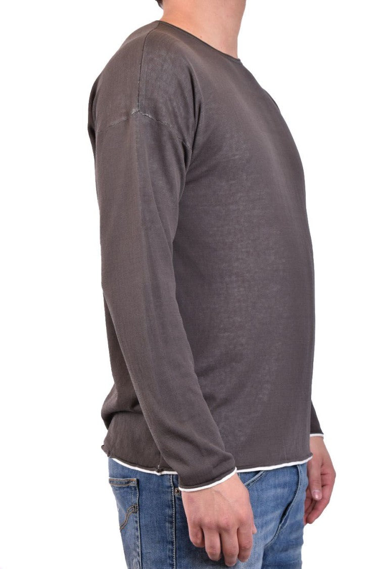 Isabel Benenato Relaxed-Fit Brown Knitwear With Contrasting Trim
