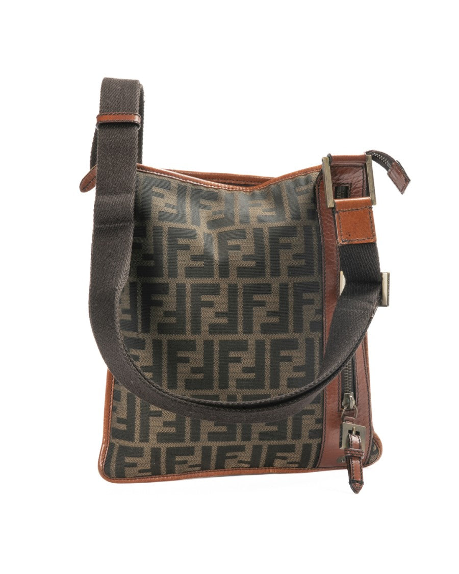 Fendi Vintage Ff Logomania Small Canvas Shoulder Bag - Brown