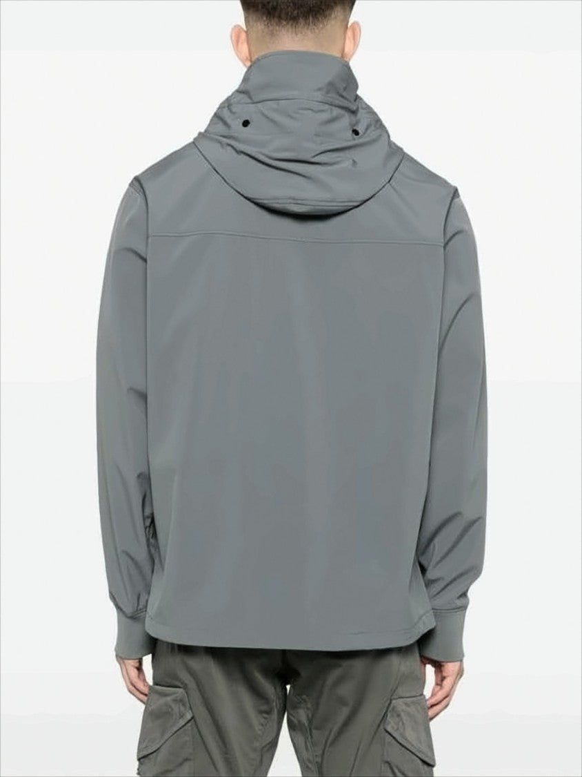C.P. Company Minimalist Grey Zip Closure Jacket With Adjustable Hood