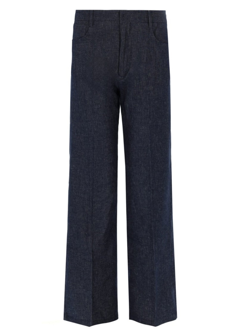 Max Mara Wide-Leg Denim Pants With High Waist And Tailored Finish