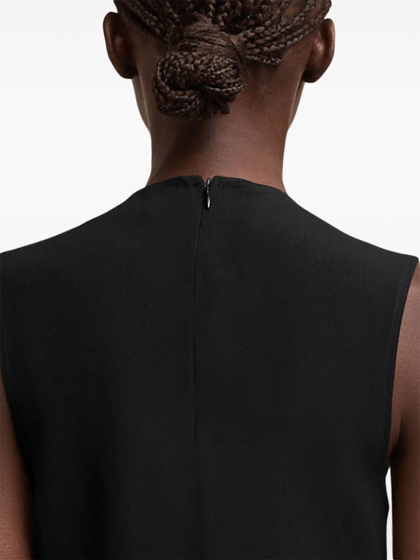 Ami Paris Crepe Texture Sleeveless Black Top