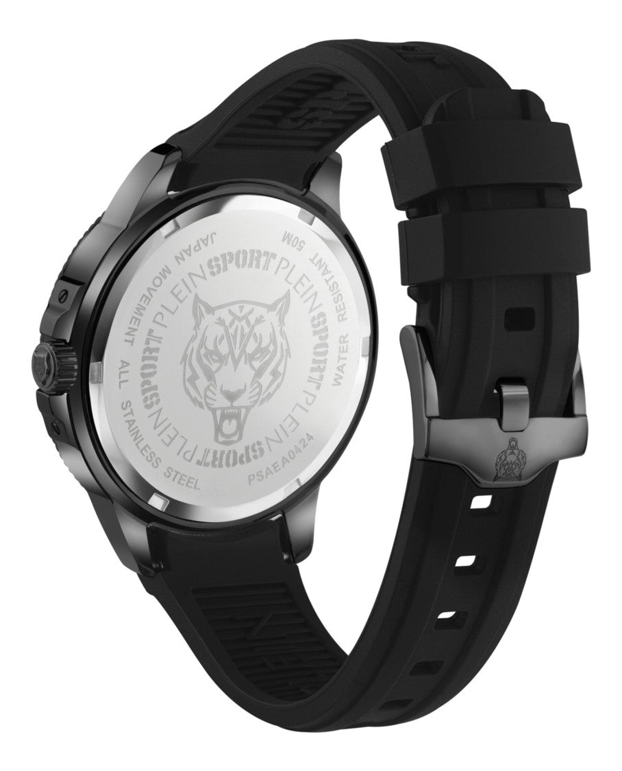 Plein Sport Sporty Black Silicone Watch With Date Function